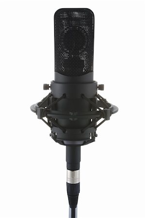 retro stand up microphone - Microphone on stand islolated on white Stock Photo - Budget Royalty-Free & Subscription, Code: 400-04164270