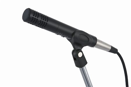 retro stand up microphone - Microphone on stand islolated on white Stock Photo - Budget Royalty-Free & Subscription, Code: 400-04164339