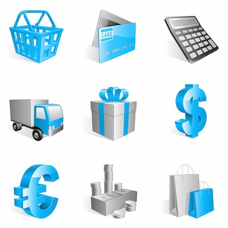 simsearch:400-05918076,k - Set of 9 blue shopping icons. Stock Photo - Budget Royalty-Free & Subscription, Code: 400-04164678