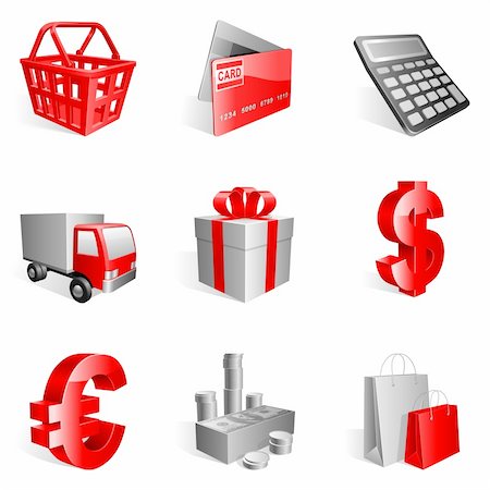 simsearch:400-05918076,k - Set of 9 red shopping icons. Stock Photo - Budget Royalty-Free & Subscription, Code: 400-04164679