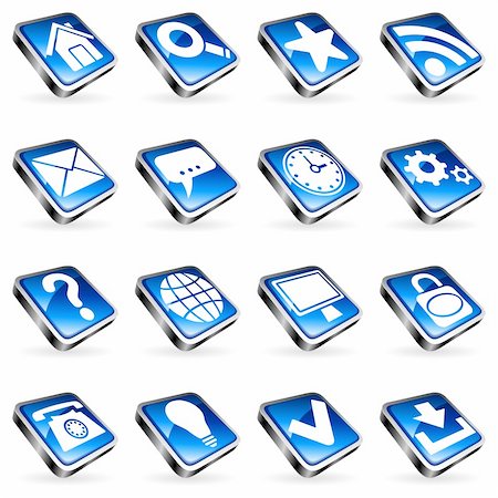 simsearch:400-03938572,k - Set of 16 blue web icons. Stock Photo - Budget Royalty-Free & Subscription, Code: 400-04164680
