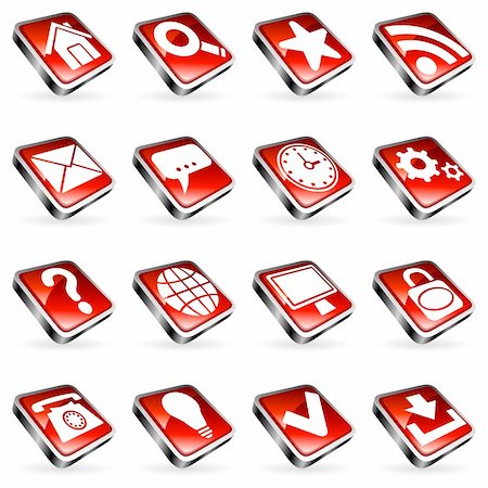 simsearch:400-03938572,k - Set of 16 red web icons. Stock Photo - Budget Royalty-Free & Subscription, Code: 400-04164681