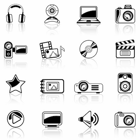 Photo and Video black icon set Stock Photo - Budget Royalty-Free & Subscription, Code: 400-04164691