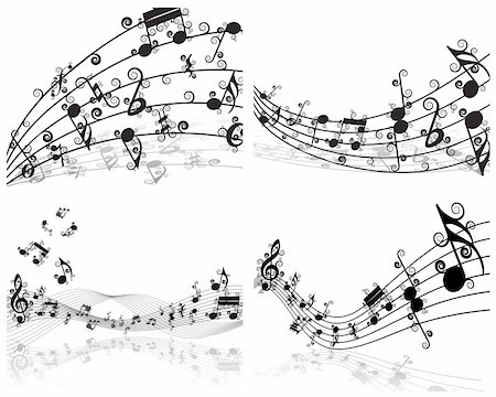 simsearch:400-06106160,k - Vector musical notes staff backgrounds set for design use Stock Photo - Budget Royalty-Free & Subscription, Code: 400-04164875