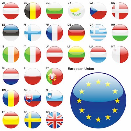 simsearch:400-04915019,k - fully editable vector illustration of all twentyseven Member States of the European Union in web buttons shape Stock Photo - Budget Royalty-Free & Subscription, Code: 400-04164963