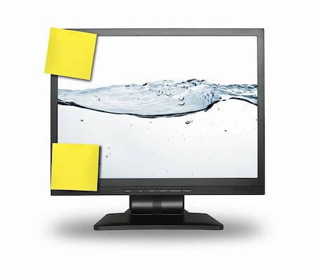 lcd screen with two yellow notes and water wallpaper, photo inside is my property Stock Photo - Budget Royalty-Free & Subscription, Code: 400-04165046