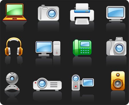 Electronics Computers Multimedia icon set Stock Photo - Budget Royalty-Free & Subscription, Code: 400-04165068