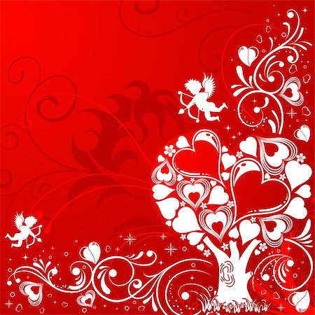 simsearch:400-06080543,k - Valentines Day background with Tree and Cupid, element for design, vector illustration Stock Photo - Budget Royalty-Free & Subscription, Code: 400-04165247