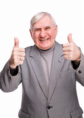 simsearch:400-06142278,k - senior man showing thumb up on a isolated white background Stock Photo - Budget Royalty-Free & Subscription, Code: 400-04165479