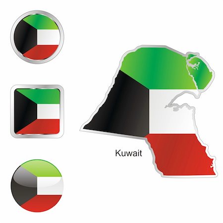 fully editable vector flag of kuwait in map and web buttons shapes Stock Photo - Budget Royalty-Free & Subscription, Code: 400-04165503