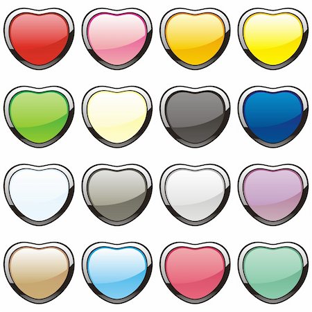 simsearch:400-04304378,k - fully editable vector buttons in heart shape Photographie de stock - Aubaine LD & Abonnement, Code: 400-04165916