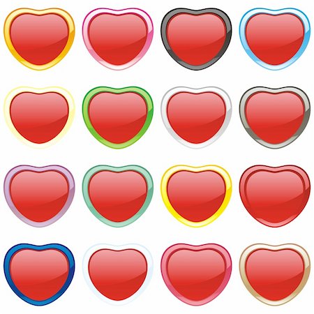 simsearch:400-04304378,k - fully editable vector buttons in heart shape Photographie de stock - Aubaine LD & Abonnement, Code: 400-04165917