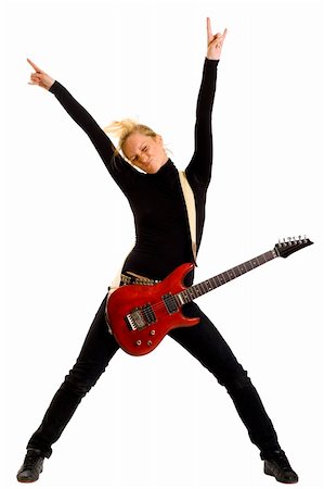 simsearch:400-04863651,k - woman guitarist with hands in the air over white background Stock Photo - Budget Royalty-Free & Subscription, Code: 400-04165982