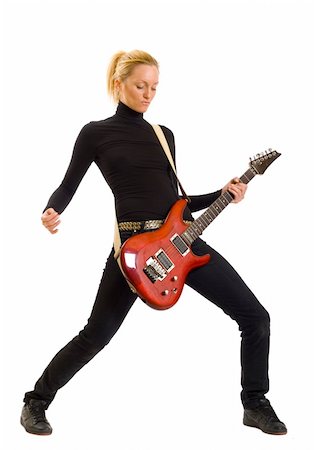 simsearch:400-04652753,k - girl with red electric guitar over white Stock Photo - Budget Royalty-Free & Subscription, Code: 400-04165983