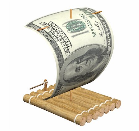 simsearch:400-08891312,k - Wooden raft with a sail from a dollar Stock Photo - Budget Royalty-Free & Subscription, Code: 400-04166191