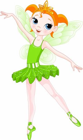Green Cute fairy ballerina. Wings and glitter are separate groups. Stock Photo - Budget Royalty-Free & Subscription, Code: 400-04166506