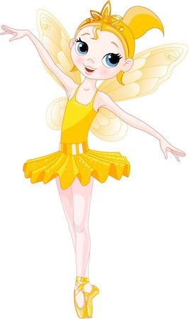 Yellow Cute fairy ballerina. Wings and glitter are separate groups. Photographie de stock - Aubaine LD & Abonnement, Code: 400-04166509