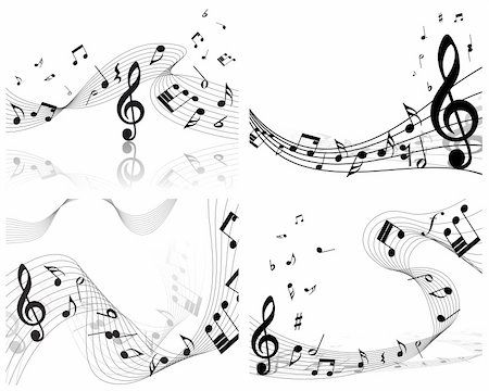 simsearch:400-06106160,k - Vector musical notes staff backgrounds set for design use Stock Photo - Budget Royalty-Free & Subscription, Code: 400-04166859