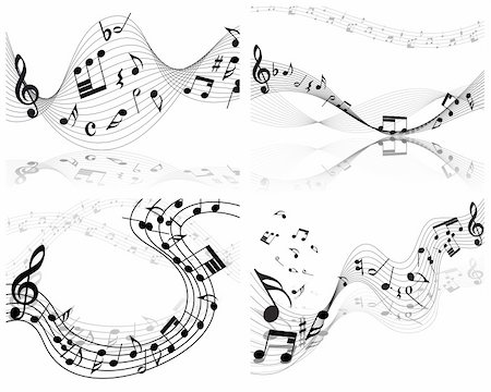 simsearch:400-06106160,k - Vector musical notes staff backgrounds set for design use Stock Photo - Budget Royalty-Free & Subscription, Code: 400-04166889