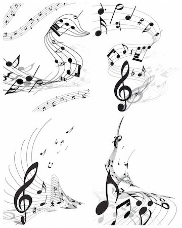 simsearch:400-06106160,k - Vector musical notes staff backgrounds set for design use Stock Photo - Budget Royalty-Free & Subscription, Code: 400-04166890