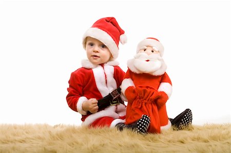 Christmas little baby boy on white background Stock Photo - Budget Royalty-Free & Subscription, Code: 400-04167185