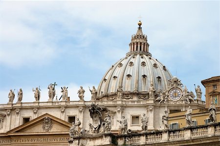 Statuary and dome of St Peter's Basilica. Horizontal shot. Stock Photo - Budget Royalty-Free & Subscription, Code: 400-04168927