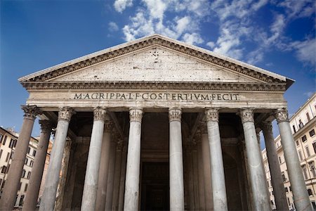 pantheon - Low angle view of columns and front facade of the Pantheon. Horizontal shot. Stock Photo - Budget Royalty-Free & Subscription, Code: 400-04168963