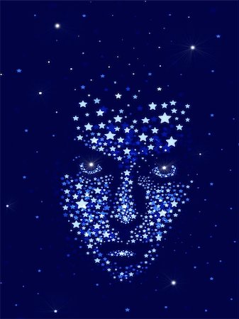 A face made of stars Stock Photo - Budget Royalty-Free & Subscription, Code: 400-04169854