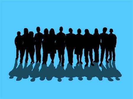 illustration of a crowd of people over a blue background with drop shadow Stock Photo - Budget Royalty-Free & Subscription, Code: 400-04169857
