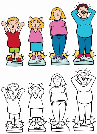 simsearch:400-04647880,k - Parents and children worried about gaining too much weight - both color and black / white versions. Stock Photo - Budget Royalty-Free & Subscription, Code: 400-04160679