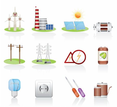 simsearch:400-04285412,k - Electricity and power icons - vector icon set Stock Photo - Budget Royalty-Free & Subscription, Code: 400-04160829