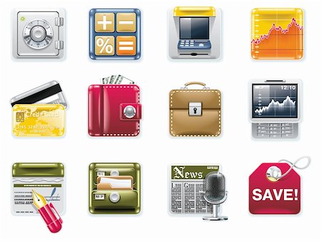 Set of square glossy universal web icons Stock Photo - Budget Royalty-Free & Subscription, Code: 400-04161059