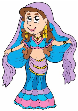 dancer girl cartoon - Cartoon belly dancer - vector illustration. Stock Photo - Budget Royalty-Free & Subscription, Code: 400-04161302