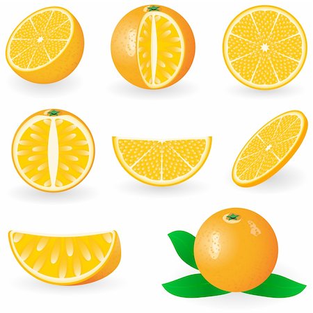 picture of orange and green object - Vector illustration of orange fruit Stock Photo - Budget Royalty-Free & Subscription, Code: 400-04161621