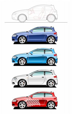 Hatchback. part of my collections  of Car body style. Simple gradients only - no gradient mesh Stock Photo - Budget Royalty-Free & Subscription, Code: 400-04161692