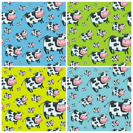 friendly cow seamless pattern set Stock Photo - Budget Royalty-Free & Subscription, Code: 400-04161725