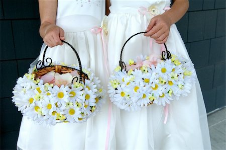 Image of two flower girls holding daisy baskets Stock Photo - Budget Royalty-Free & Subscription, Code: 400-04161968