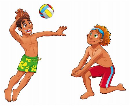 summer body cartoon - Beach Volley. Funny cartoon and vector sport charactetrs. Stock Photo - Budget Royalty-Free & Subscription, Code: 400-04162226