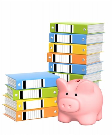 simsearch:400-08408451,k - Piggy bank and folders. Isolated over white Stock Photo - Budget Royalty-Free & Subscription, Code: 400-04174946