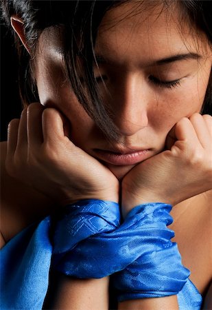 simsearch:400-04175955,k - Asian girl tied up against her will and is depressed Stock Photo - Budget Royalty-Free & Subscription, Code: 400-04175956