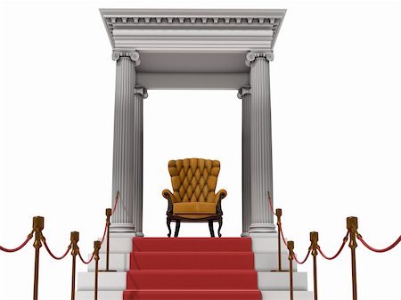 the boss armchair in the red carpet end (3D rendering) Photographie de stock - Aubaine LD & Abonnement, Code: 400-04176629