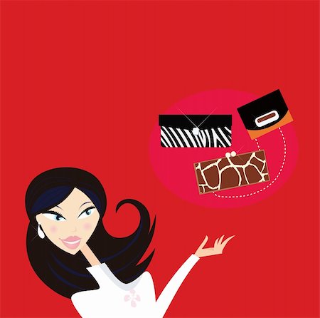 simsearch:400-04164585,k - Woman in hard situation - what kind of bag take on the shopping? Vector Illustration Photographie de stock - Aubaine LD & Abonnement, Code: 400-04177263