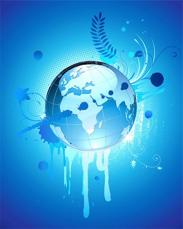 simsearch:400-04144101,k - Vector illustration of abstract blue Background with Glossy Earth Globe Stock Photo - Budget Royalty-Free & Subscription, Code: 400-04177446