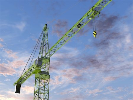 Original illustration of an imposing tower crane at twilight Stock Photo - Budget Royalty-Free & Subscription, Code: 400-04178596
