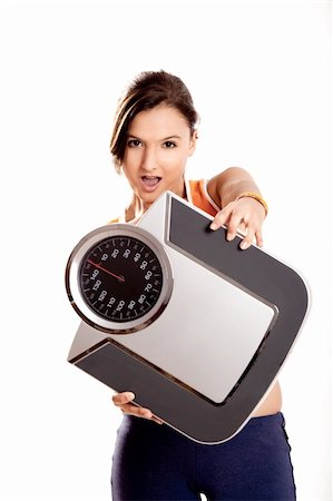simsearch:400-04180657,k - Portrait of a beautiful athletic girl holding a scale, isolated on white Stock Photo - Budget Royalty-Free & Subscription, Code: 400-04178671
