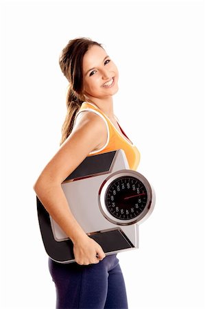 simsearch:400-04180657,k - Portrait of a beautiful athletic girl holding a scale, isolated on white Stock Photo - Budget Royalty-Free & Subscription, Code: 400-04178672