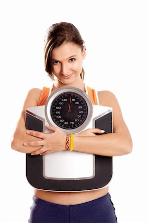 simsearch:400-04180657,k - Portrait of a beautiful athletic girl holding a scale, isolated on white Stock Photo - Budget Royalty-Free & Subscription, Code: 400-04178673