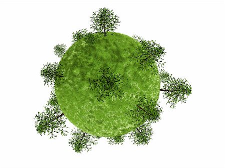 3d rendered illustration of trees on a green globe Stock Photo - Budget Royalty-Free & Subscription, Code: 400-04178753