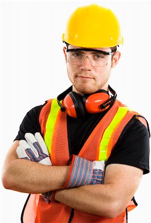 Stock image of male construction worker wearing full protective gear Stock Photo - Budget Royalty-Free & Subscription, Code: 400-04179371