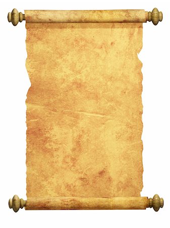 Scroll of old parchment. Object over white Stock Photo - Budget Royalty-Free & Subscription, Code: 400-04179405